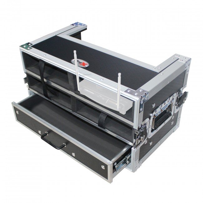 ProX XS-4WM2DR ATA Flight Case with 2U Drawer for Wireless Microphone Receiver External Drive Modular Midi Mounting Storage product image
