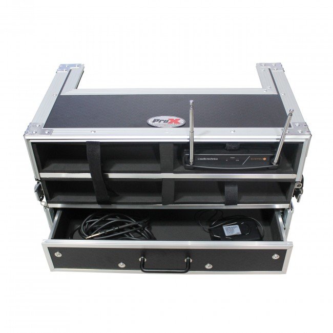 ProX XS-4WM2DR ATA Flight Case with 2U Drawer for Wireless Microphone Receiver External Drive Modular Midi Mounting Storage - view 4