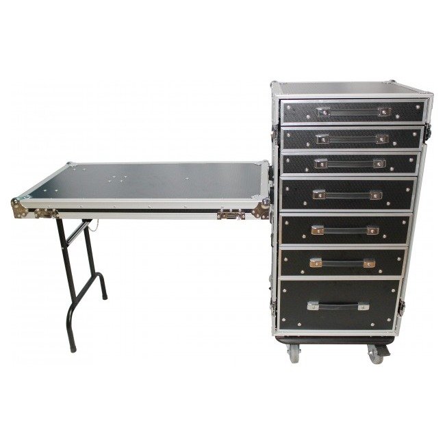 ProX XS-7DTW 7 Utility Drawer ATA Flight Style Case with Fold out Left Right Side Mounting Removable Table and 4 inch Casters - view 2