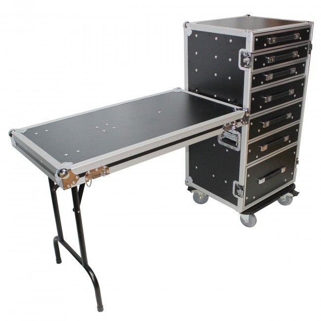 ProX XS-7DTW 7 Utility Drawer ATA Flight Style Case with Fold out Left Right Side Mounting Removable Table and 4 inch Casters - view 3