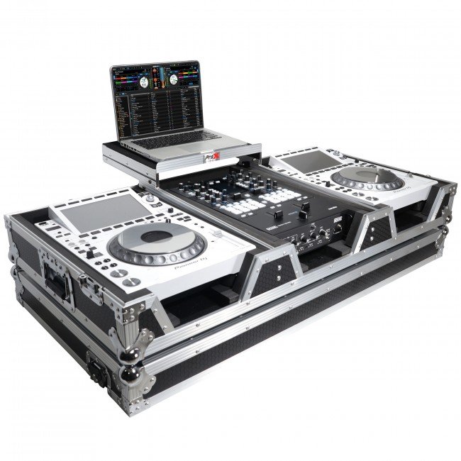 PRO X XS-CDM3000WLT Flight Case DJ Coffin for Pioneer Mixer DJM-900NXS2 and 2 CDJ-3000 W-Wheels and Laptop Shelf