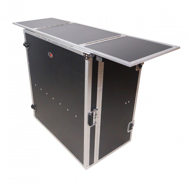 ProX XS-DJSTN - Black Finish Transformer Flight Case Style Folding DJ Table and Workstation with Smooth Rolling Wheels - view 2