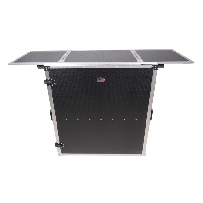 ProX XS-DJSTN - Black Finish Transformer Flight Case Style Folding DJ Table and Workstation with Smooth Rolling Wheels - view 3