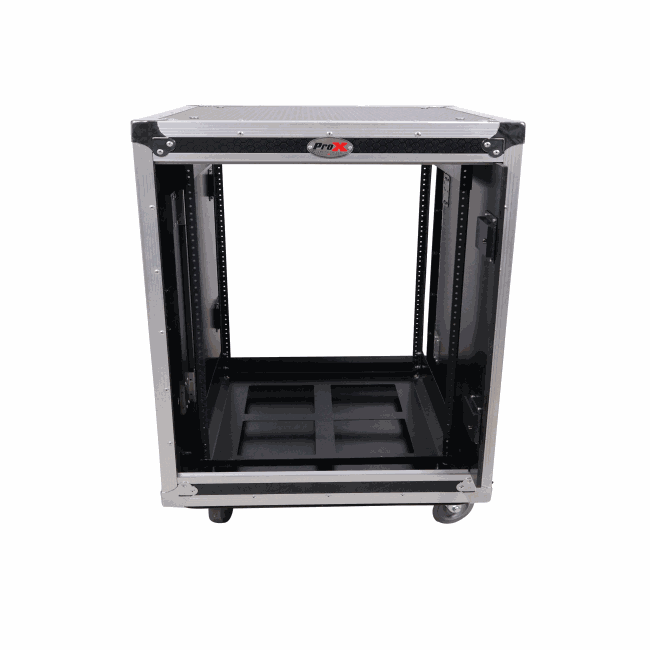 ProX XS-12USLAM24 12U 24" Deep Vertical Rack to Rack Shock Mount Case with 2 Sliding Slam Doors & 4" Caster Wheels - view 3