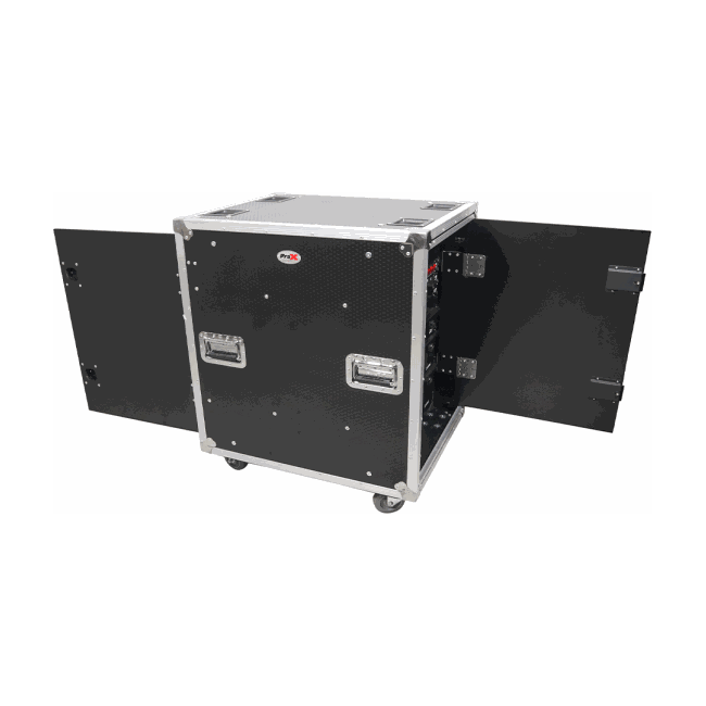 ProX XS-12USLAM24 12U 24" Deep Vertical Rack to Rack Shock Mount Case with 2 Sliding Slam Doors & 4" Caster Wheels - view 4