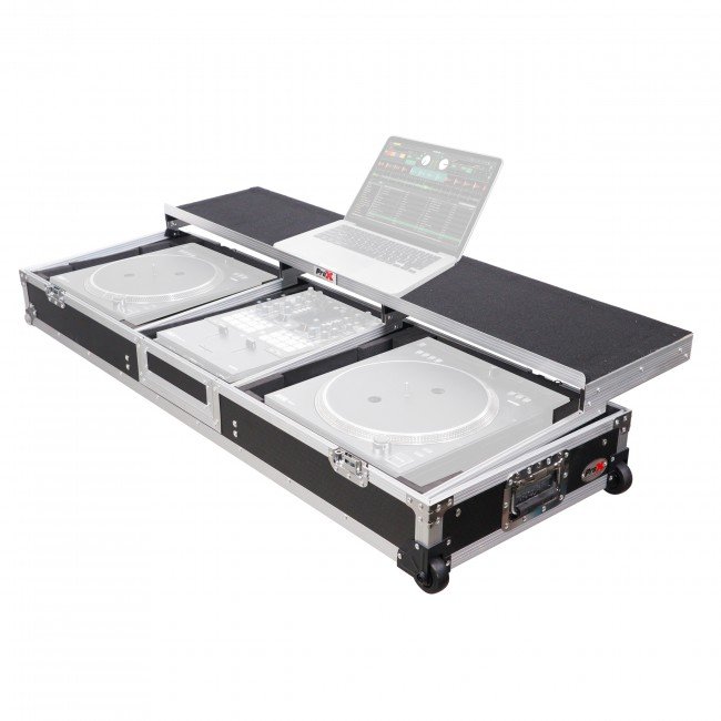 ProX XS-TMC1012WLTFSTND DJ Coffin Flight Case for (2) 1200 Style Turntables 10-inch 12-inch Mixers with Sliding Laptop Shelf and product image