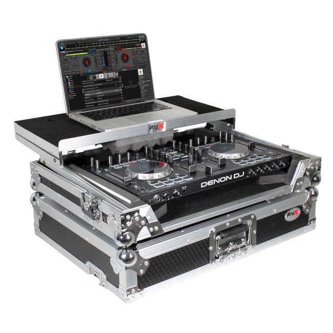 PRO X XS-UXLT MK2 Universal Flight Style Road Case for Medium Sized DJ Controllers with Sliding Laptop Shelf