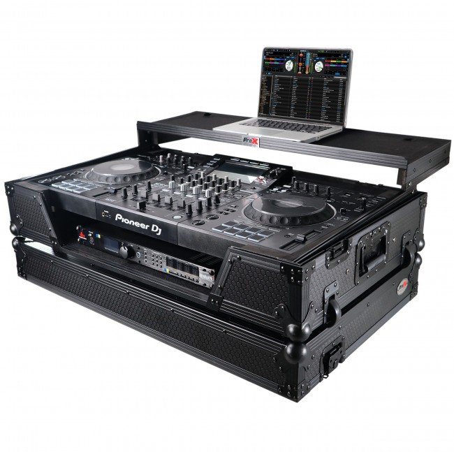 PRO X XS-XDJXZ WLTBL ATA Flight Case For Pioneer XDJ-XZ DJ Controller with Laptop Shelf 1U Rack Space and Wheels - Black