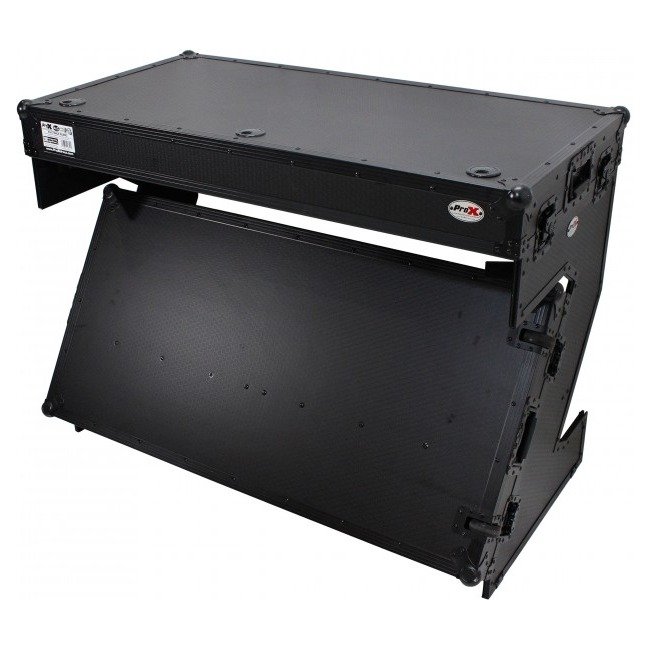 PRO X XS-ZTABLEBL MK2 DJ Z-Table Folding DJ Table Mobile Workstation Flight Case Style with Handles and Wheels - Black Finish