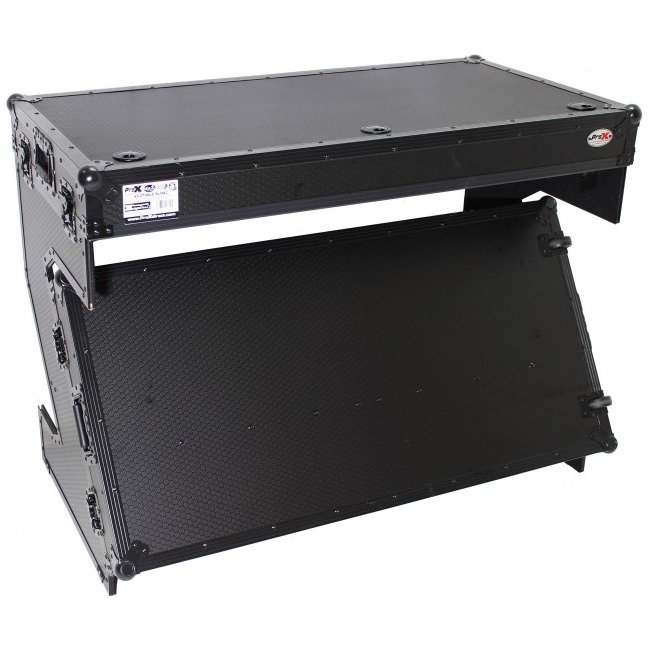 ProX XS-ZTABLEBL MK2 DJ Z-Table Folding DJ Table Mobile Workstation Flight Case Style with Handles and Wheels - Black Finish - view 2