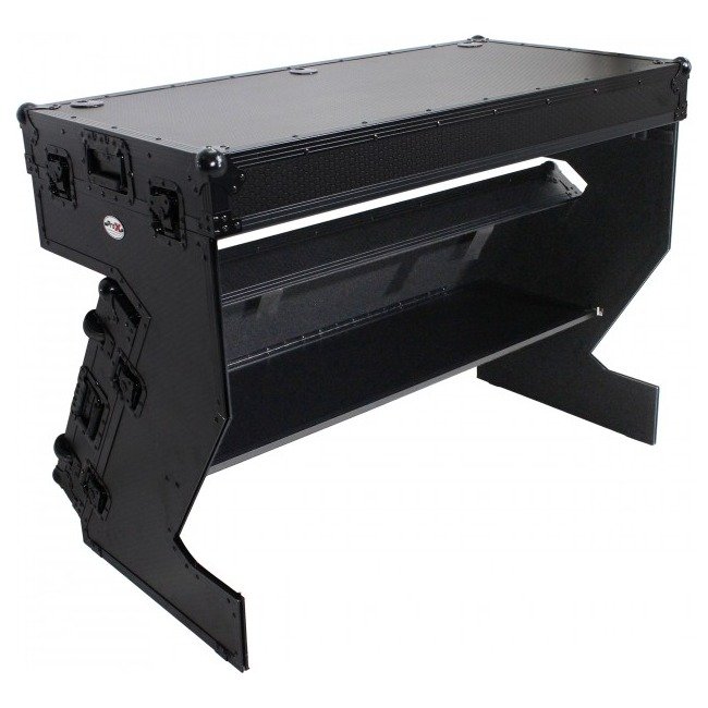 ProX XS-ZTABLEBL MK2 DJ Z-Table Folding DJ Table Mobile Workstation Flight Case Style with Handles and Wheels - Black Finish - view 3