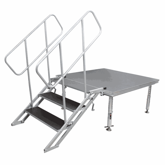 ProX XSQ-ST3 StageQ 3 Step Heavy Duty Foldable Adjustable 18 to 28 Inch with Rail - view 2