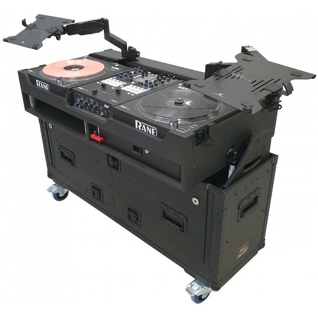 PRO X XZF-RANE1272 Flip-Ready Easy Retracting Hydraulic Lift Case for RANE Twelve Seventy and Seventy Two MKII Series , with Two Laptop Arms