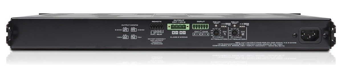 QSC MP-A20V Two Channel Install Power Amplifier - view 3