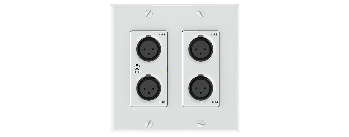 QSC Attero Tech unDX4I 4-Input Dante Network Audio Wall Plate