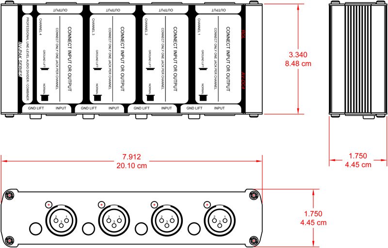 RDL AV-DC4 Mono Transformer-Coupled Four-Channel Divider / Combiner - view 2