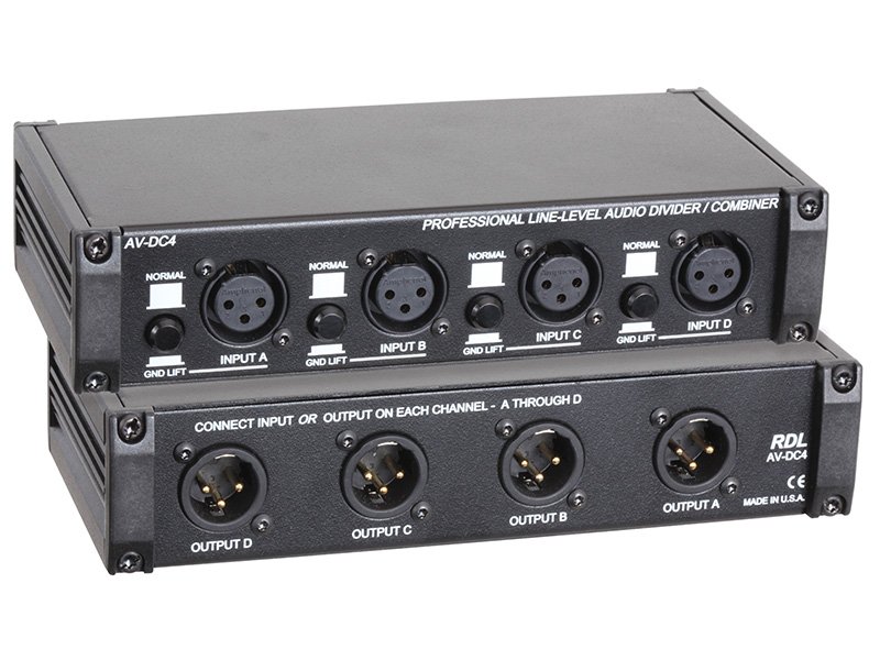 RDL AV-DC4 Mono Transformer-Coupled Four-Channel Divider / Combiner product image