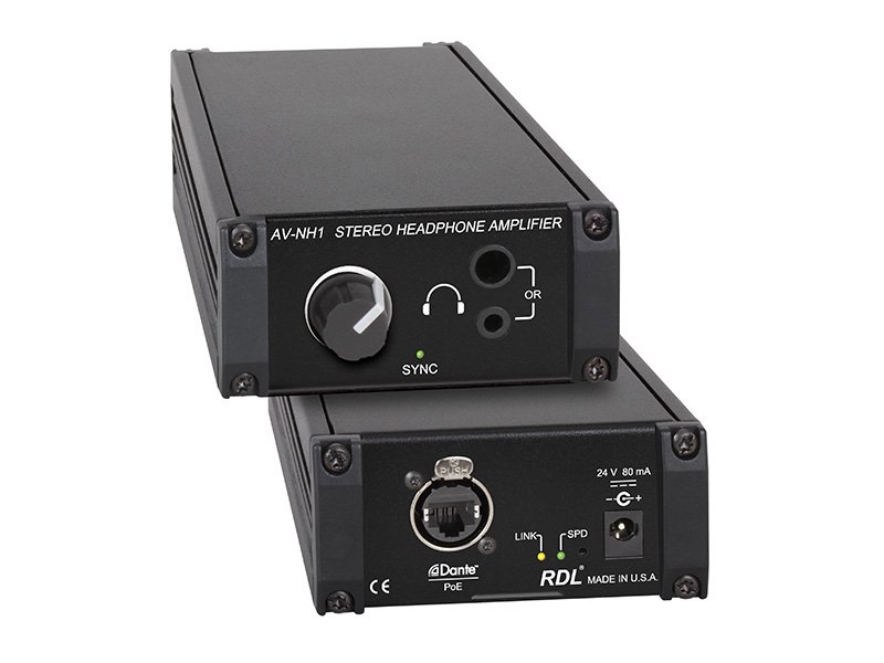 RDL AV-NH1 Dante Network to Stereo Headphone Amplifier product image
