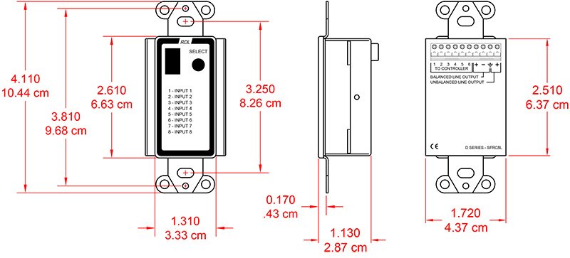 RDL D-SFRC8L SourceFlex Wall-Mount Audio Source Selector (up to 8 Sources) - view 2