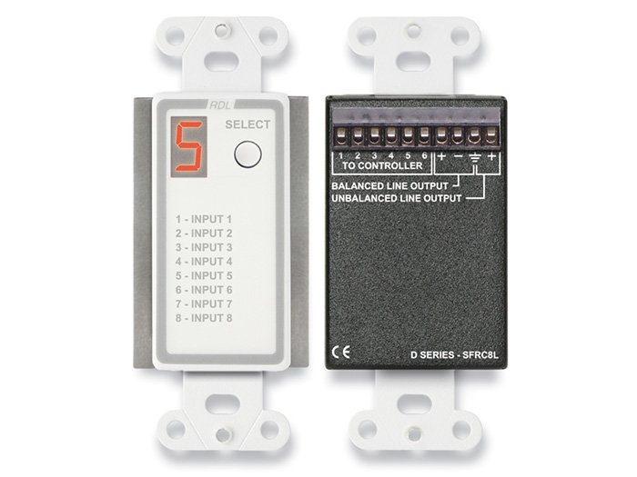 RDL D-SFRC8L SourceFlex Wall-Mount Audio Source Selector (up to 8 Sources) product image