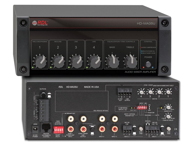 RDL HD-MA35U Four-Input Mixer Amplifier product image