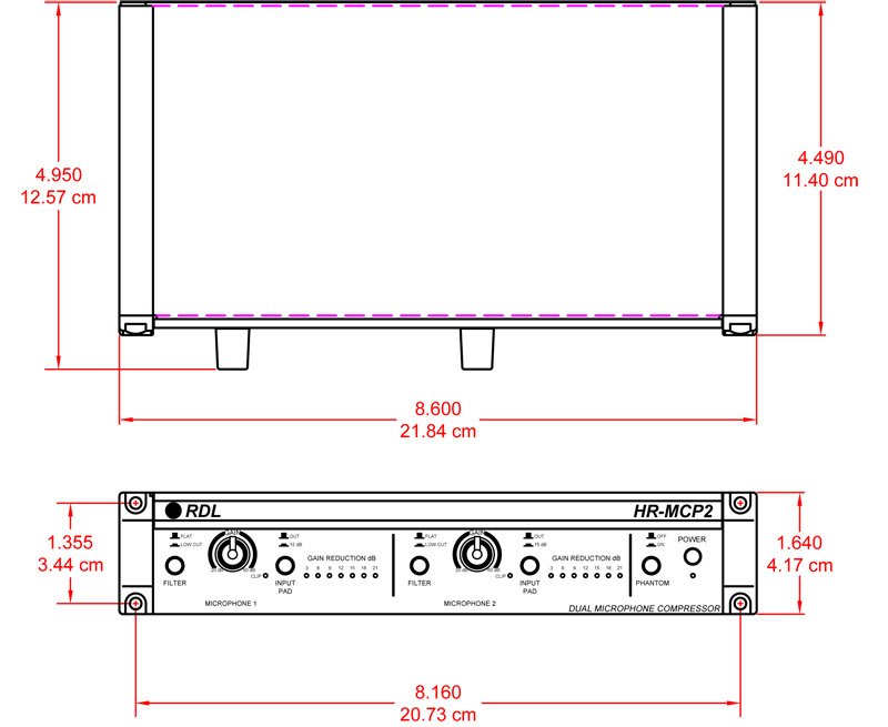 RDL HR-MCP2 Channel Microphone Compressor - view 2