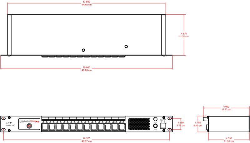 RDL RM-MP12A Rack-Mount 12-Channel Audio Monitor Panel - view 2
