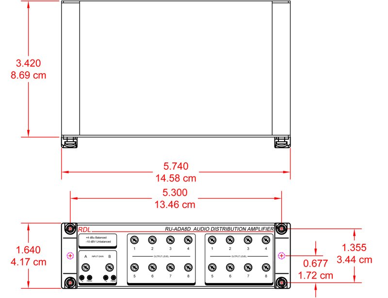 RDL RU-ADA8D Eight-Channel Stereo Audio Distribution Amplifier, 2x8 or 1x16 - view 2
