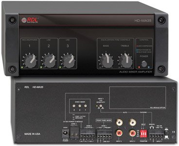 RDL HD-MA35 Compact Three-Input Mixer Amplifier