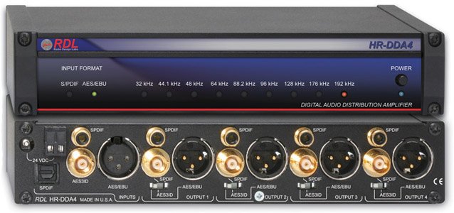 RDL HR-DDA4 1x4 Digital Audio Distribution Amplifier