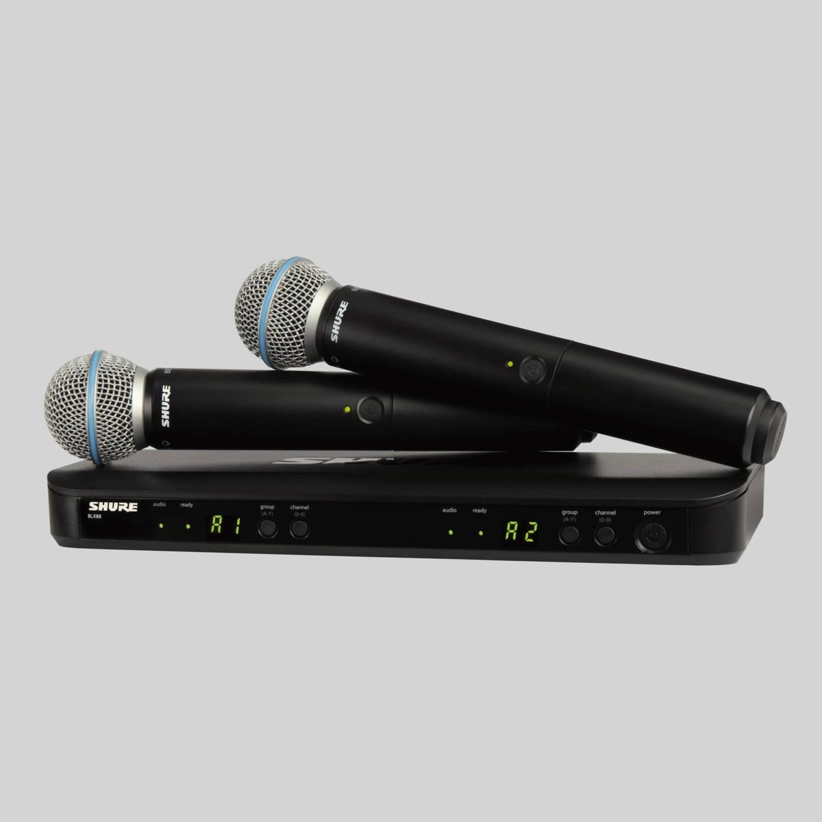 Shure BLX288/B58 Dual Channel Handheld System Beta 58A Handhelds on One BLX Desktop Receiver product image