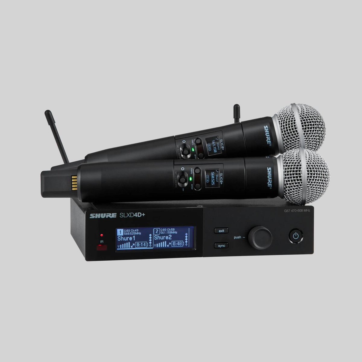 Shure SLXD24D+/58 Dual Handheld Digital System Includes 2 SLXD2+/58 Handheld Transmitter product image