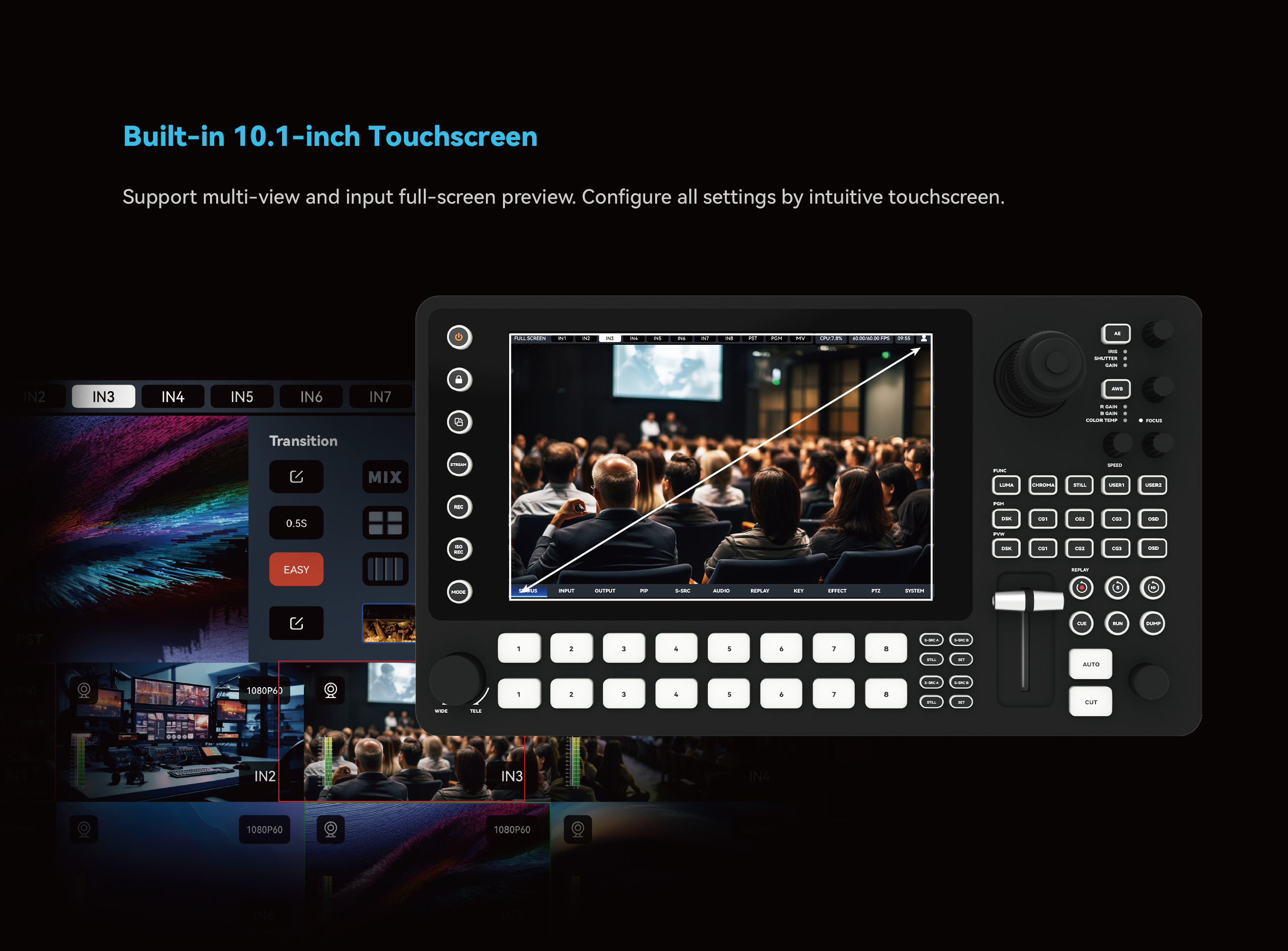 Sprolink MC-NDI 8-Channel NDI Video Switcher with PTZ Joystick - view 3
