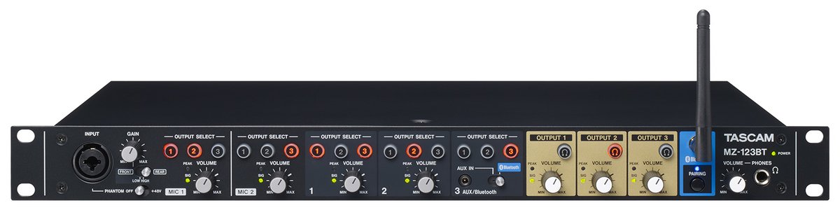 Tascam MZ-123BT 3-Channel Multi-Zone Mixer with Bluetooth
