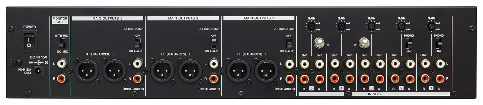 Tascam MZ-223 5-Channel Multi-Zone Rackmount Mixer - view 2
