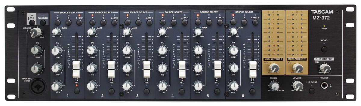 Tascam MZ-372 7-Channel Multi-Zone Rackmount Mixer