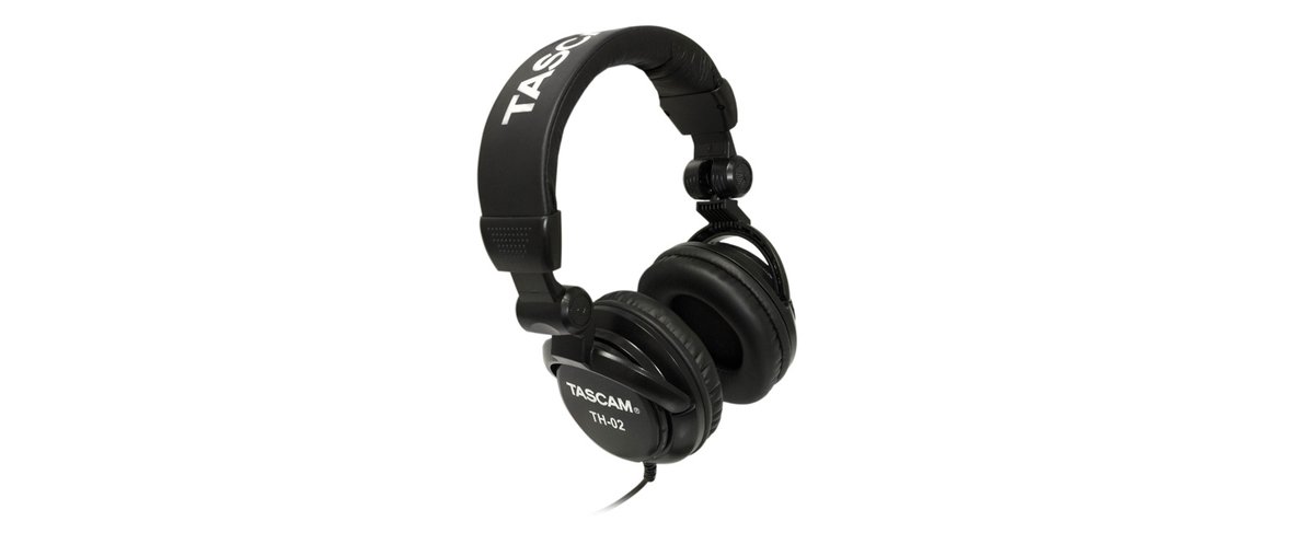 Tascam TH-02-B Closed-Back Studio Headphones, Black