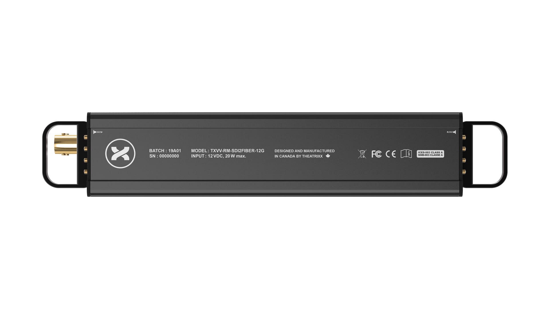 Theatrixx xVision 12G-SDI to Fiber Reversible Module - XVVRMSDI2FIBER12G Rack - view 4