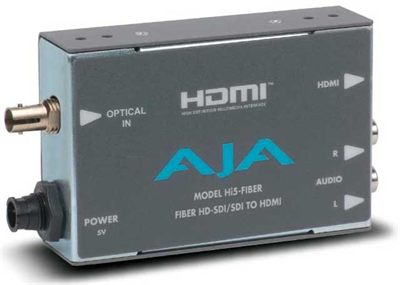 AJA Hi5-Fiber Single-Mode ST Fiber to HDMI Mini-Converter