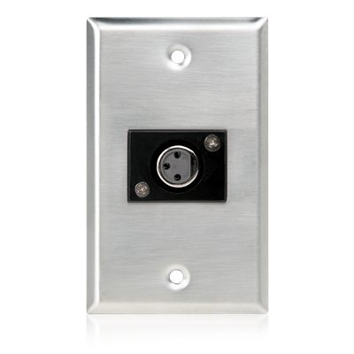 AtlasIED SG-XLR-F1 Single Gang Stainless Steel Plate with (1) Female 3 Pin XLR