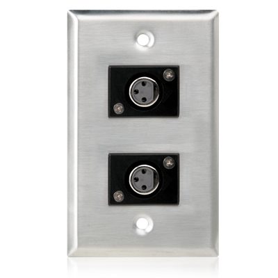 AtlasIED SG-XLR-F2 Single Gang Stainless Steel Plate with (2) Female 3 Pin XLR