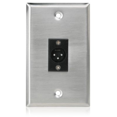 AtlasIED SG-XLR-M1 Single Gang Stainless Steel Plate with (1) Male 3 Pin XLR