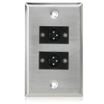 AtlasIED SG-XLR-M2 Single Gang Stainless Steel Plate with (2) Male 3 Pin XLR