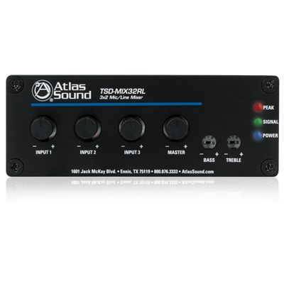 AtlasIED TSD-MIX32RL 3x2 Stereo Line Mixer with Remote Level