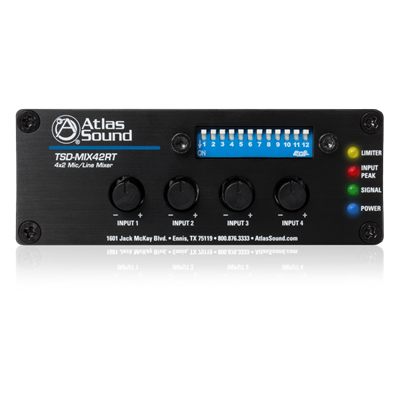 AtlasIED TSD-MIX42RT 4x2 Mic/Line Mixer with Priority Sense and Remote Control