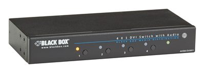 Black Box AVSW-DVI4X1 DVI Switch with Audio, 4 x 1