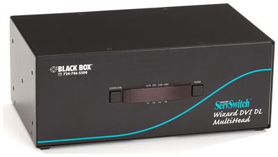 Black Box KV2404A KVM Switch - Quad-Head, DVI-D Dual-Link, USB True Emulation, Audio, 4-Port