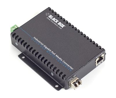 Black Box LGC5300A LGC5300 Series Gigabit Ethernet (1000-Mbps) Industrial PoE Media Converter - 10/100/1000-Mbps Copper to 1000-Mbps SFP Fiber, Extreme Temperature