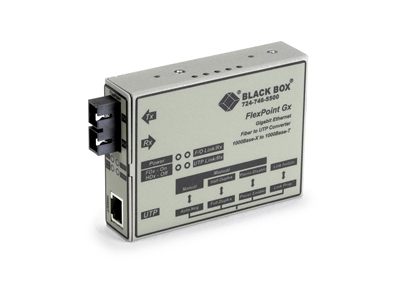 Black Box LMC1004A-R3 FlexPoint Gigabit Ethernet (1000-Mbps) Media Converter - 1000-Mbps Copper to 1000-Mbps Singlemode Fiber, 1310nm, 10km