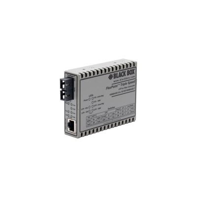 Black Box LMC1017A-MMSC Gigabit Ethernet (1000-Mbps) Media Converter - 10/100/1000-Mbps Copper to 1000-Mbps Multimode Fiber, 850nm, 550m, SC